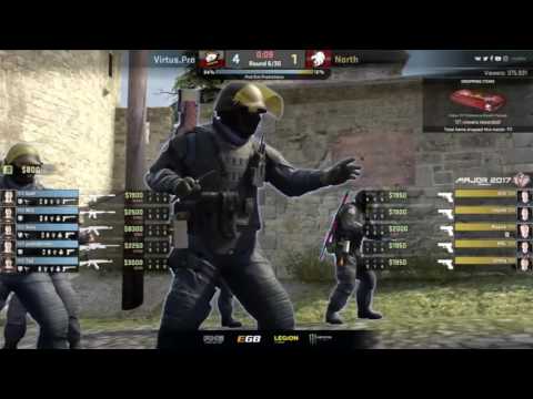 North vs Virtus pro, map 1 cobblestone, PGL Major Kraków 2017 CS:GO