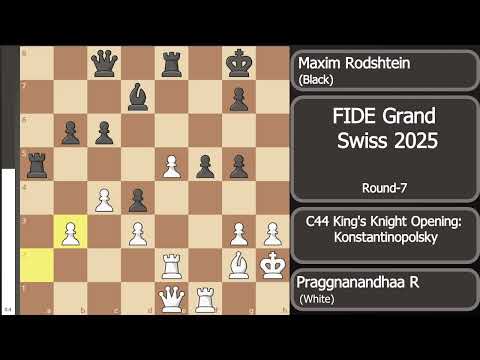 Praggnanandhaa R vs Maxim Rodshtein | FIDE Grand Swiss 2025 | Round-7
