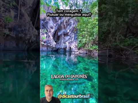 Lago do japonês em pindorama Tocantins. Um oásis de águas azul turquesa e gruta misteriosa , legenda