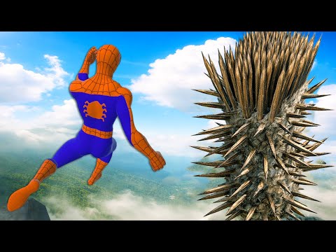 Insane Spider Man Ragdoll Physics – Extreme Falls Into Spike Traps