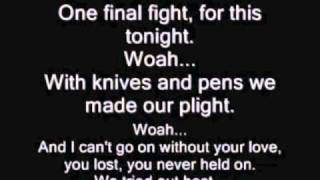 Black Veil Brides-Knives and Pens Lyrics