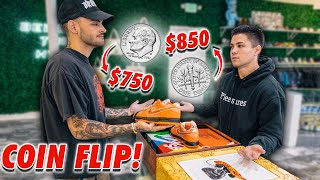 FLIPPING A COIN FOR RARE SNEAKERS! *He Finessed Me*