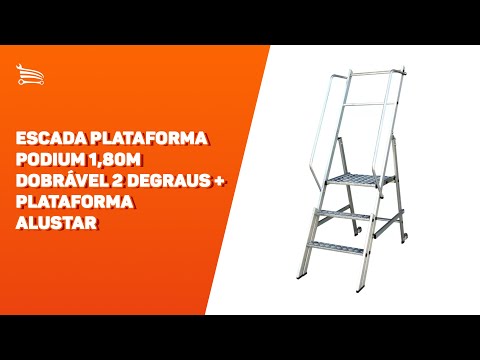 Escada Plataforma Podium 1,50m Dobrável 5 Degraus + Plataforma  - Video