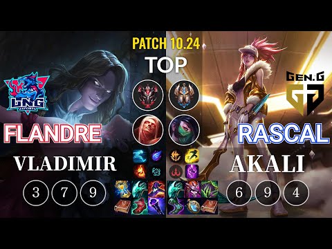 LNG Flandre Vladimir vs GEN Rascal Akali Top - KR Patch 10.24