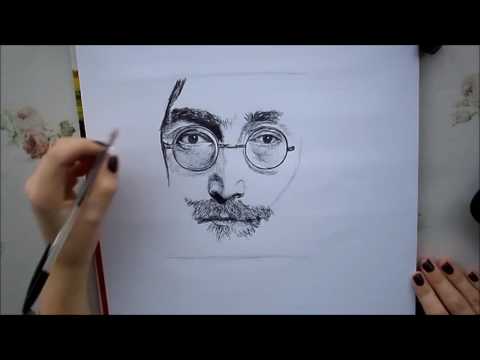 • Biro Drawing John Lennon •