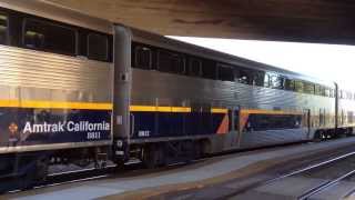 preview picture of video 'Amtrak California Commuter Train Arrives & Departs In Suisun City 10-24-13'