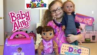 Dolls Baby Alive Baby Go Bye Bye can&#39;t stop FARTING!! Visits Doc McGia  McStuffins