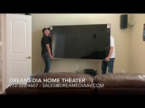 Samsung 82" Q6 QN82Q6F unboxing / wall mounting in Frisco Texas by Dreamedia