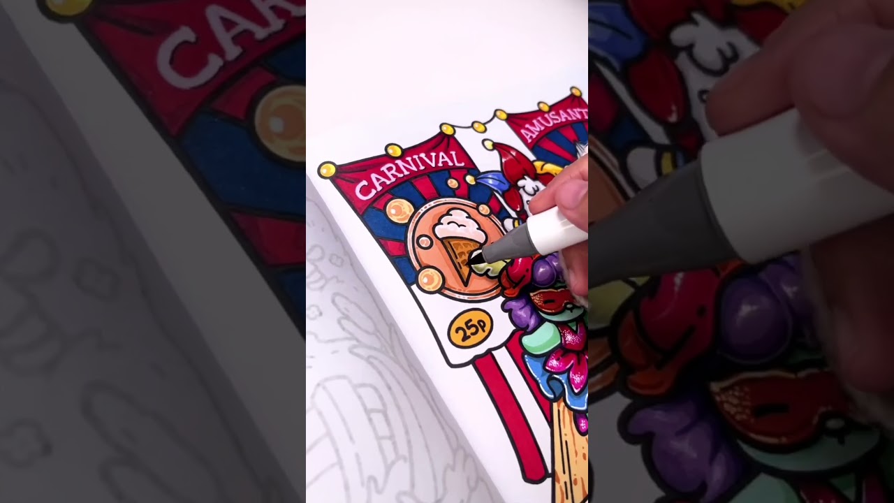 Carnival Fest Coloring Theme Pages 😌😍 #coloring #shorts