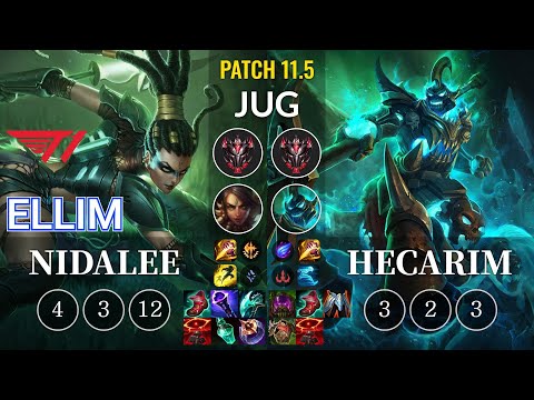 T1 Ellim Nidalee vs Hecarim Jungle - KR Patch 11.5