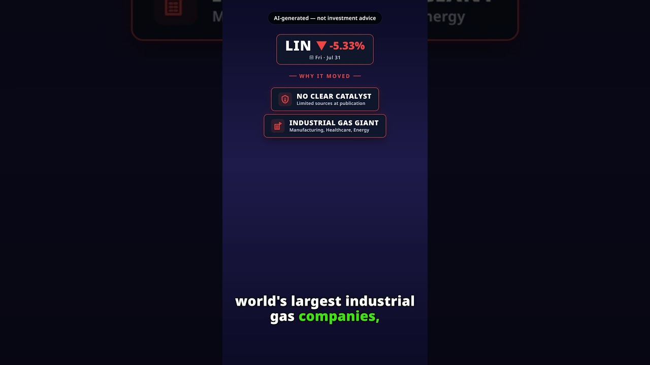 Why Is Linde Stock Tumbling Today? LIN -5.33% (Jul 31) — Mixed Signals