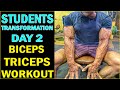 STUDENT TRANSFORMATION WORKOUT PLAN | Biceps & Triceps Workout For Beginners (Home/Gym) Hindi