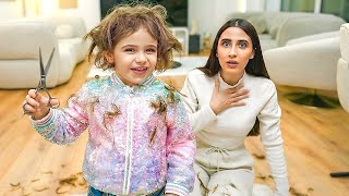 بنت اختي قصت شعرها ✂️ (لوحدها)