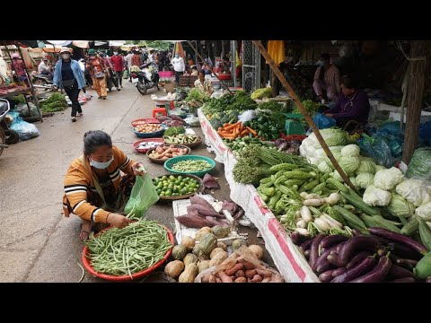 Morning Food Market Scene @Countryside - Amazing Daily Life Style Phsa Uo Dung Kandal Province