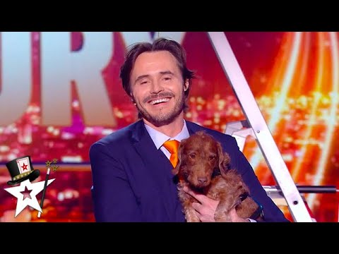 French Magician Does Card Magic With His Dog Assistant on Got Talent France | Magicians Got Talent