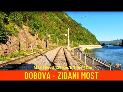 Cab ride - train drivers view on Slovenia's rail Dobova - Zidani Most in 4K