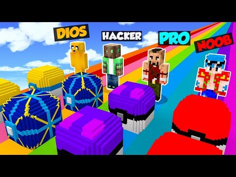 MINECRAFT: NOOB vs PRO vs HACKER vs DIOS 😱 DESAFÍO ÉPICO de LUCKY BLOCKS PIXELMON en Minecraft!