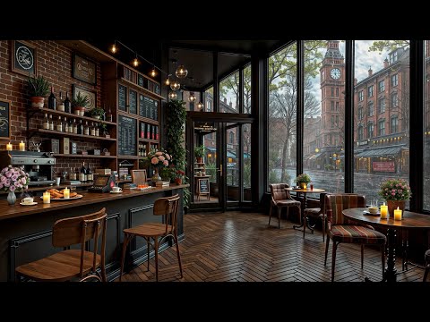 London Coffee Shop Jazz Ambience ☕ Rain Sounds & Smooth Jazz Piano for Relaxing and Focus