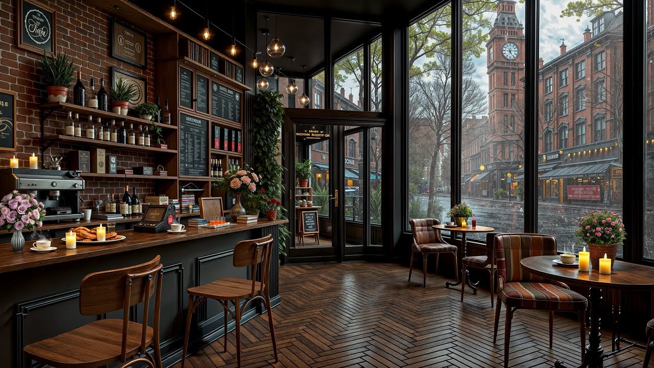London Coffee Shop Jazz Ambience ☕ Rain Sounds & Smooth Jazz Piano for Relaxing and Focus
