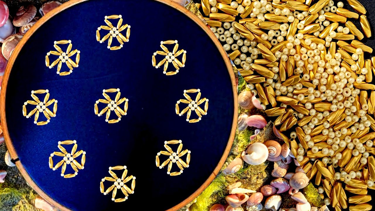 Designing a beautiful flower pattern to decorate clothes#DIY💙💙💙