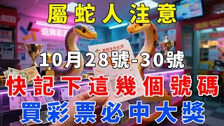 屬蛇人注意！10月28號到30號，偏財號碼千萬別錯過，快記下這幾個號碼！財運一飛沖天！【梵心若素】#生肖 #運勢 #風水 #財運 #命理