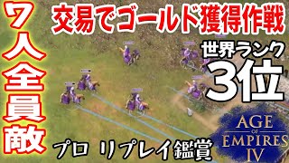 交易ができなければ負けの絶体絶命マップ【フランス  vs 全員敵8人, メガランダム遊牧, Age of Empires 4, AOE4 ゲーム実況】