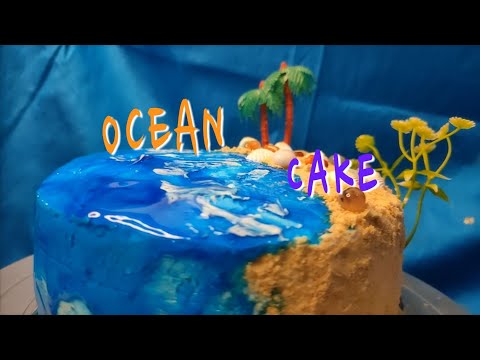 Ocean Cake | Beach Theme Cake Tutorial | Ocean Mirror Glaze Cake | Aapla Aswad Recipe