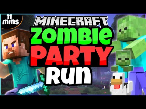 🟢 Zombie Party Run 🟢 | Brain Break | Mini-Games | Minecraft | Exercise | Fitness Run