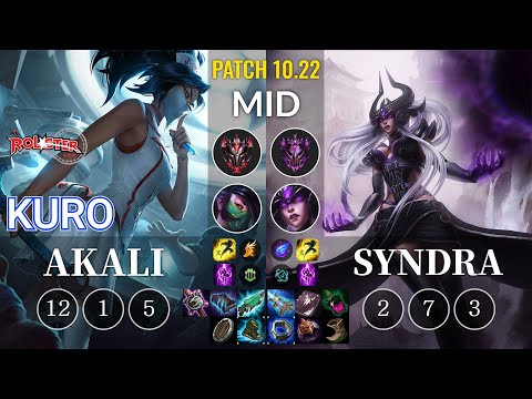 KT Kuro Akali vs Syndra Mid - KR Patch 10.22