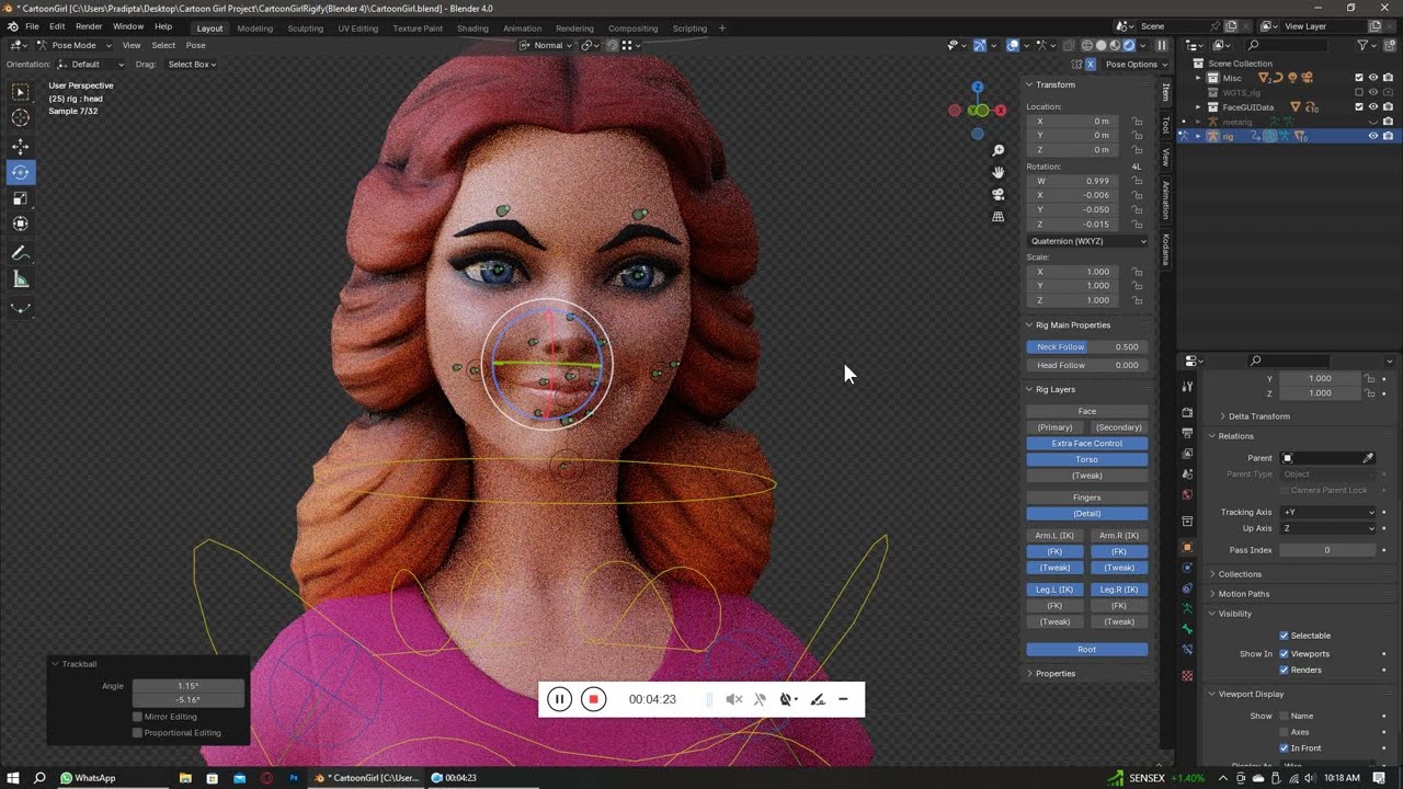 Cartoon Girl Rig 3D Model