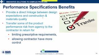 Progressing Towards Performance Specifications for Pavements