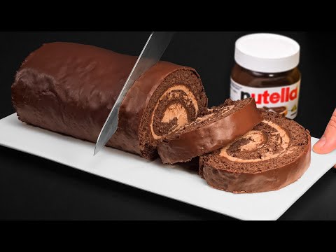 NUTELLA roll-cake that melts in your mouth! Easy and delicious recipe in 5 minutes