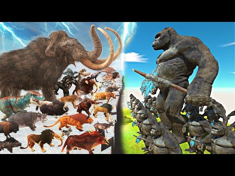 Animal vs Prehistoric mammals Long straight course ! | Animal Revolt Battle Simulator