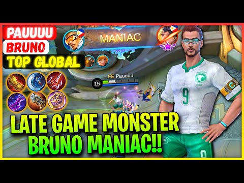 Late Game Monster Bruno MANIAC!! - Top Global Bruno Pauuuu - Mobile Legends Gameplay And Build.
