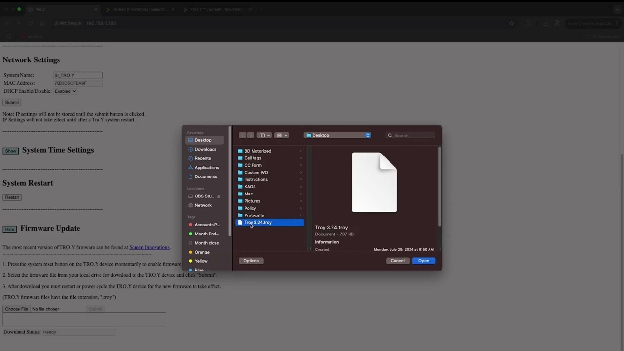 Updating TRO.Y Firmware