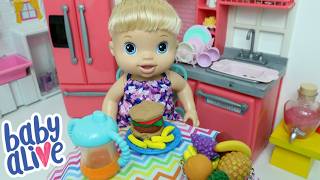 BABY ALIVE DUDA COMENDO HAMBURGUER DE MASSINHA PLAY DOH
