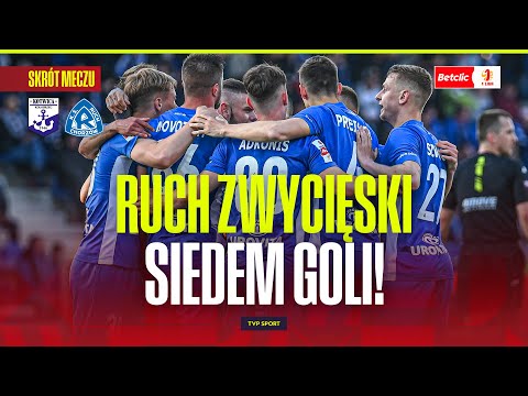 SKRÓT: KOTWICA KOŁOBRZEG - RUCH CHORZÓW. SIEDEM GOLI, NIEBIESCY WRESZCIE WYGRYWAJĄ! BETCLIC 1 LIGA