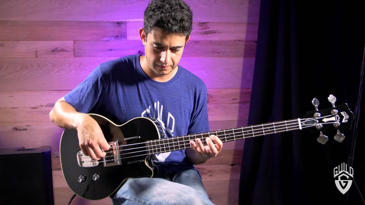 Guild M85 Semi-Chambered Singlecut Bass w/Case - Black