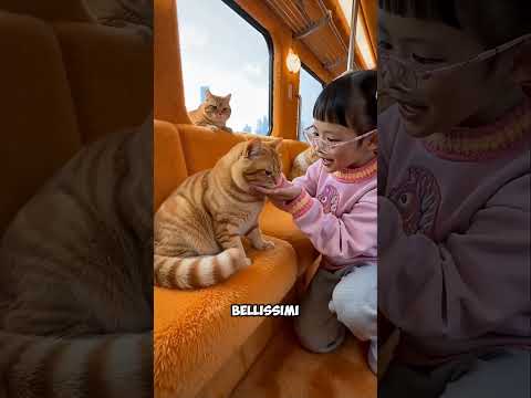 🐱🚂 Il treno dei piccoli e adorabili gattini! 🤯 #shortvideo