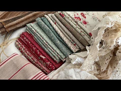 Part 1 #slowstitched Christmas Runner featuring #tildafabric and vintage textiles 