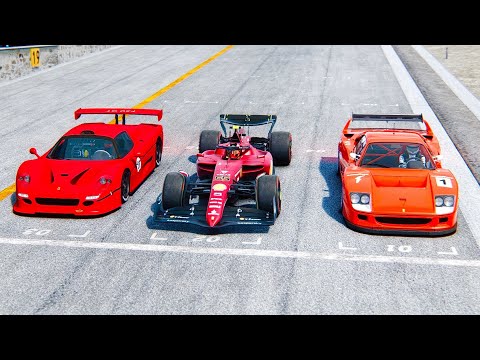 Ferrari F1 2022 vs Ferrari F40 Competizione vs Ferrari F50 GT at Fiorano Speed Day