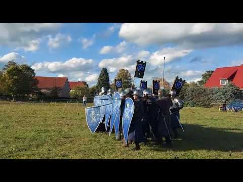 Stage combat with 14c Ballistic Archery vs Shield Wall