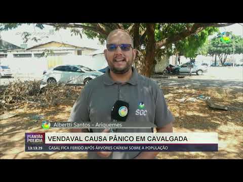 Vendaval causa pânico em cavalgada, casal fica ferido após árvores caírem sobre a população!