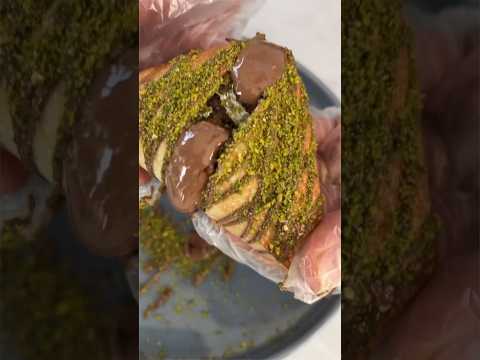 Chocolate pistachio baklava #recipe #dessert #food #cooking #baklavalover #azrahomeskitchen