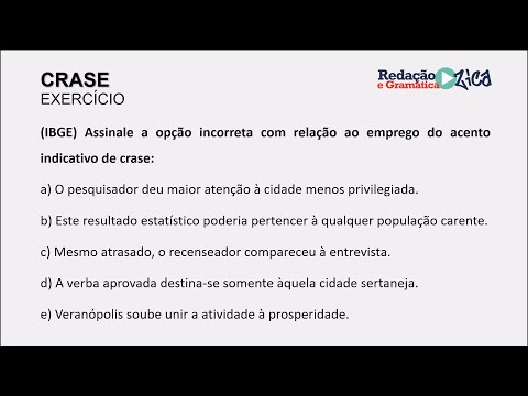 CRASE: RESOLUÇÃO DE EXERCÍCIO DO IBGE - Profa. Pamba