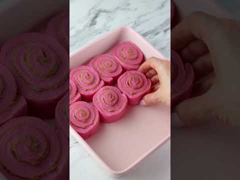 Cinnamon Rolls but Pink for Valentine’s Day! 💞 #shorts #cinnamonroll #recipe