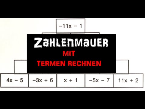 Terme addieren und subtrahieren in einer Zahlenmauer mit 5 Grundsteinen Terme rechnen  mit Grundlage