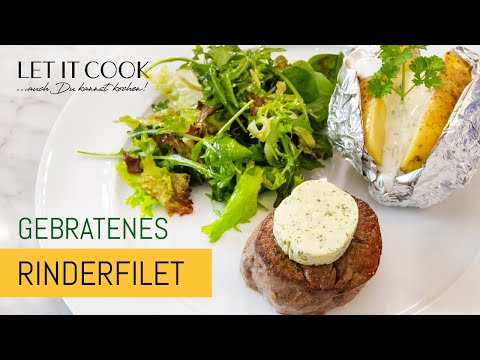 Rinderfiletsteak mit Ofenkartoffeln und Salat