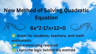 New Method of Solving Quadratic Equation#mathematics#solvingquadraticequations #algebra