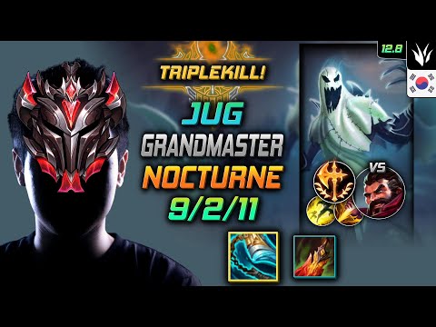 GrandMaster Nocturne Jungle vs Graves - 천상계 정글 녹턴 발분 정복자 - LOL KR 12.8